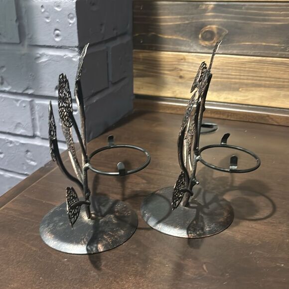 Set of Tree Scene Metal Metallic Leaves Candle Holder Home Decor - Picture 3 of 6